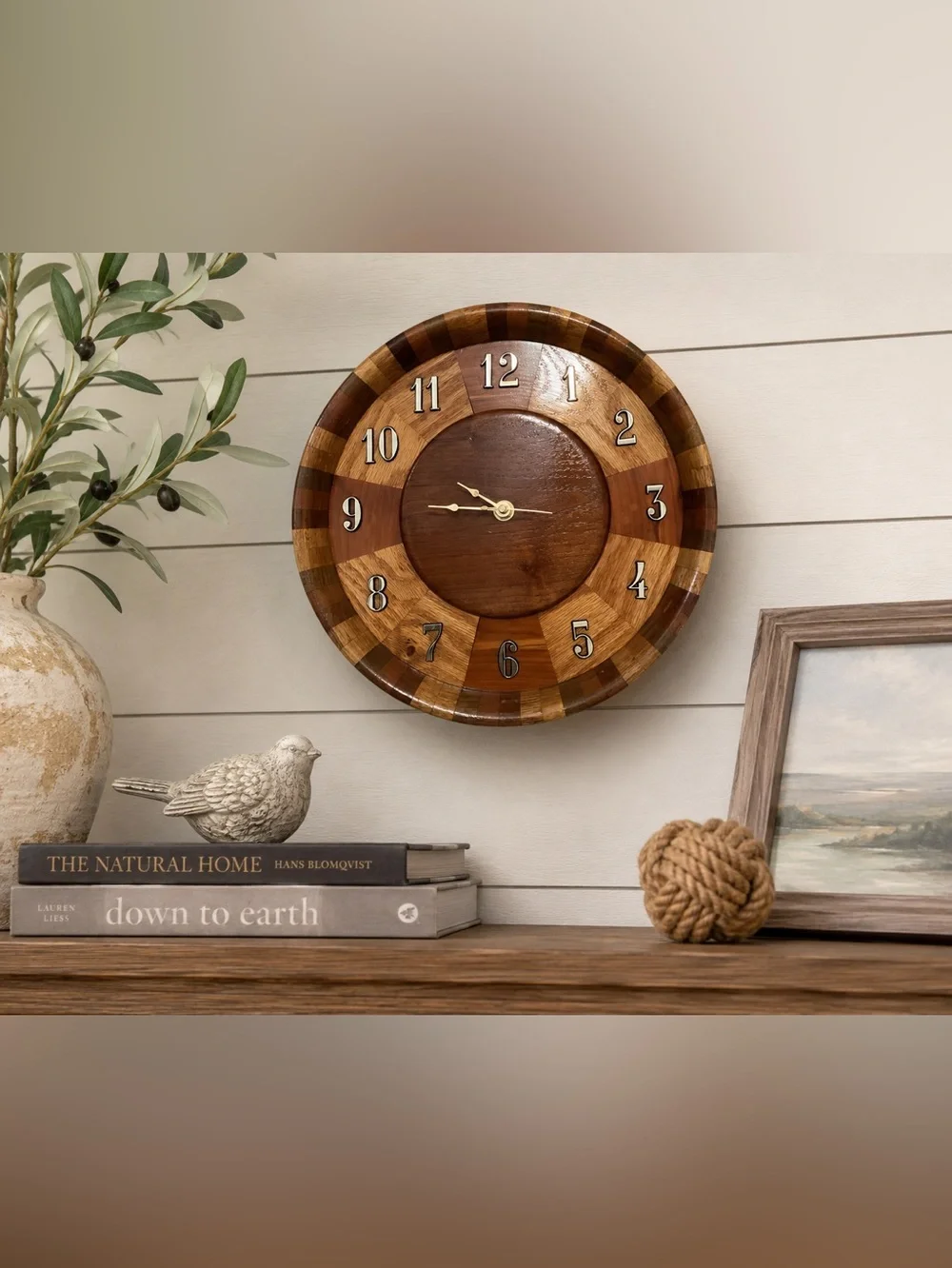 Handcrafted Exotic Wood Unique Artisan-made Wall Clock Battery Operated